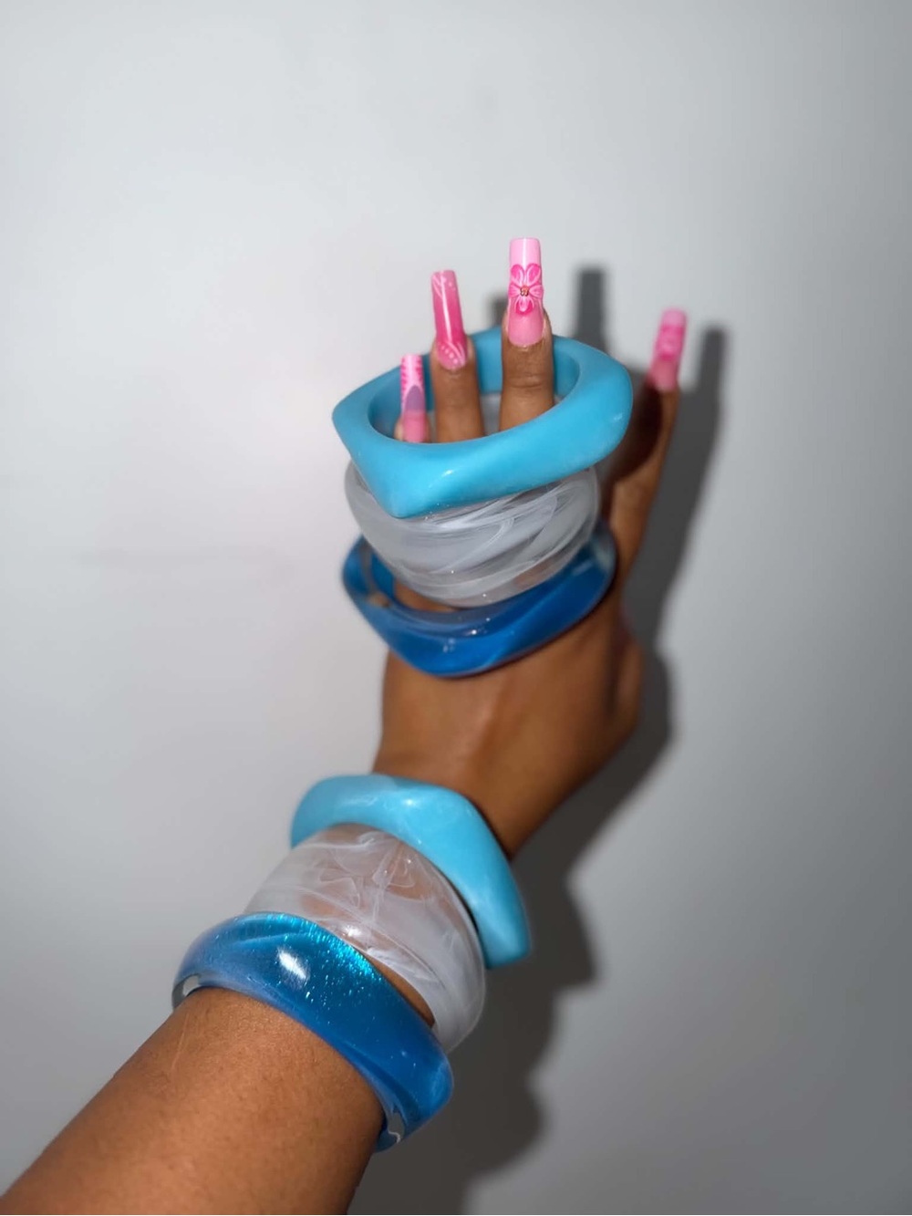 Blue & Clear Fashion Acrylic Bangle Set - Unbranded